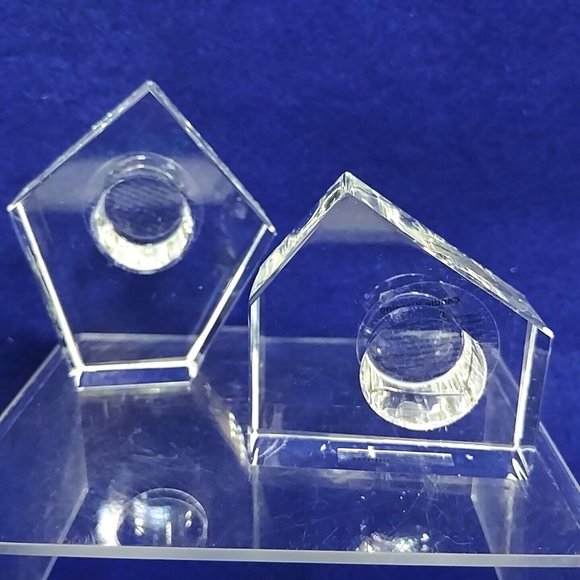 Candle Holders Taper Godinger Studio Silversmiths Crystal Modern Geometric 4 pc - Picture 4 of 8